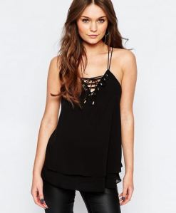 Black lace up cami