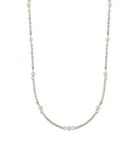Downton Abbey silver tone faux pearl long necklace