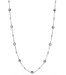 Silver tone 1920s style long necklace