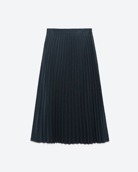 Pleated navy blue midi skirt
