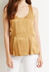 Gold pleated sateen top